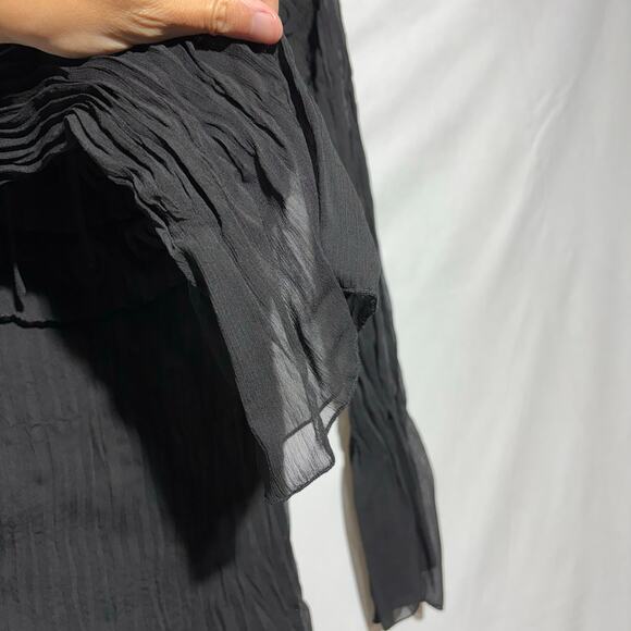 Kaelyn Max Black Long Sleeve Sheer Blouse y2k Whimsygoth Witchy Ruffle Vintage - Picture 5 of 11